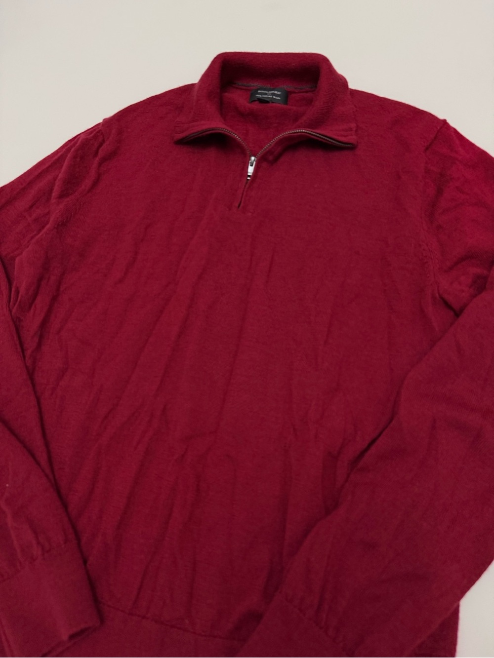Banana Republic Men's Maroon Half-Zip Sweater 100% Merino Wool Sz Large